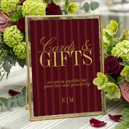 Elegant Burgundy Kort och Present Bröllopsskylt