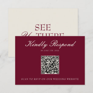 Elegant Burgundy Kräm Gammalt Pengar QR-kod Bröllo OSA Kort