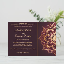 Elegant Burgundy Mandala bröllopsinbjudan Inbjudningar