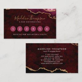 Elegant Burgundy Marble Agate Geode Lojalitetskort