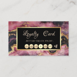 Elegant Burgundy Marble Guld Sequins Ram Lojalitetskort