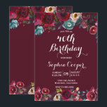 Elegant Burgundy marinens Blommigt 40:e födelsedag Inbjudningar<br><div class="desc">Modern, Elegant, Burgundy Marsala Navy Watercolor Blommigt 40:e födelsedagsbjudandemallar. Chich burgundy, marsala, marsala, marsala, marsalt målat vattenfärgsro, botanisk blommigt arrangemang utformning med grönt löv på burgundröd eller marsala bakgrund. En handskriven typografisk design för eleganten. Underbart val för vuxens födelsedagsfest för henne: 13:e 15:e 16:e 18:e 20:e 30:e 40:e 60:e 70:e...</div>