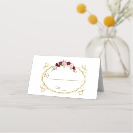 Elegant Burgundy Marsala Blommigt Fall Bordsnummer Placeringskort