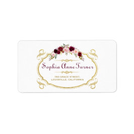 Elegant Burgundy Marsala Blommigt Fall Wedding Adressetikett