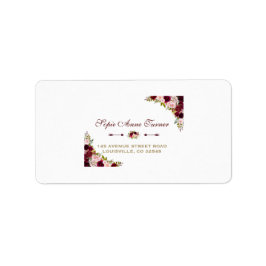 Elegant Burgundy Marsala Blommigt Fall Wedding Adressetikett
