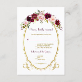 Elegant Burgundy Marsala Blommigt Fall Wedding OSA Kort