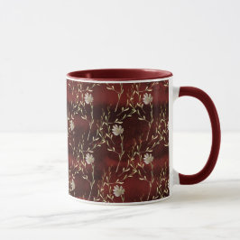 Elegant Burgundy Marsala Blommigt Mugg