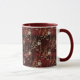 Elegant Burgundy Marsala Blommigt Mugg