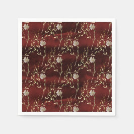 Elegant Burgundy Marsala Blommigt Party Papper Pappersservett