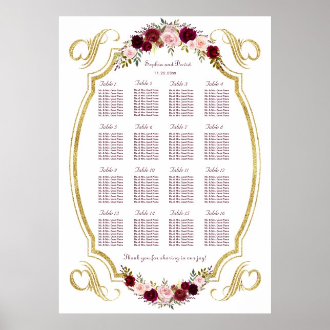 Elegant Burgundy Marsala-Blommigtens sjunkande sit Poster (Framsidan)