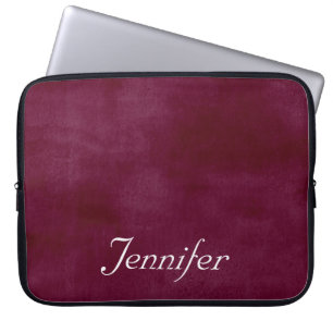 Elegant BURGUNDY MARSALA FAUX VELVET PERSONLIG Laptop Fodral
