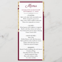 Elegant Burgundy Marsala & Guld Bröllop Menu