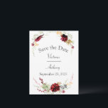 Elegant Burgundy Marsala Succulents Bröllop Spara Spara Datumet<br><div class="desc">Den här designen är en vacker presentation av enkla självhäftande ämnen i burgiga färg som gör denna "Spara datum"-design så elegant. Vinsterna och den läskiga grönten ge är en romantisk känsla. De burgniga sukulanterna blandas perfekt med den söt burgundan och vita rand mönster på baksidan. Bara underbar för vilken säsong...</div>