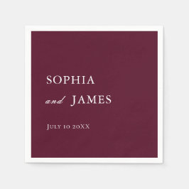 Elegant Burgundy minimalist Bröllop Pappersservett