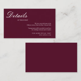 Elegant Burgundy minimalist Bröllop Tilläggskort