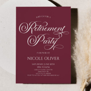 Elegant Burgundy minimalistisk Pension Party Inbjudningar