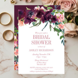 Elegant Burgundy-Möhippa för  Rosa Blommigt Inbjudningar