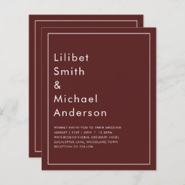 Elegant Burgundy Monochrome Bröllop Simple Classic