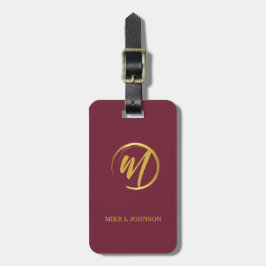 Elegant Burgundy Monogram Bagagebricka