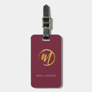 Elegant Burgundy Monogram Bagagebricka