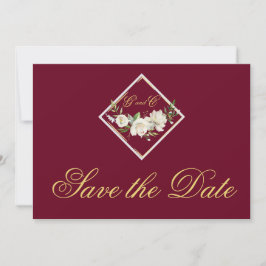 Elegant Burgundy Monogram Guld Spara datum Spara Datumet