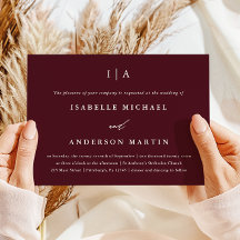 Elegant Burgundy Monogram Photo Bröllop