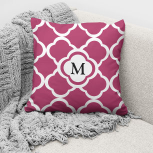 Elegant Burgundy Mönster Monogrammed Kudde