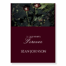 Elegant Burgundy Mörk Ro Funeral Welcome Sign