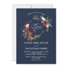 Elegant Burgundy Navy Blue Blommigt WAN Bröllop