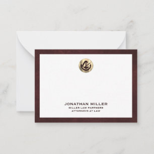 Elegant Burgundy Notecard med advokatfirman i Guld Anteckningskort