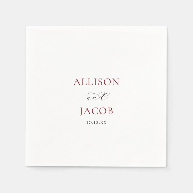 Elegant Burgundy och Black Bröllop Pappersservett (Framsidan)