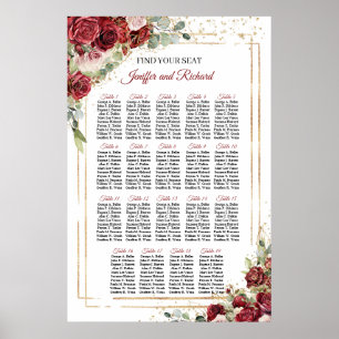 Elegant Burgundy och Bord sittdiagram Poster
