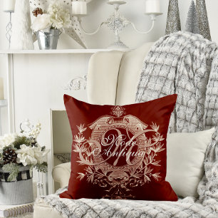 Elegant Burgundy och Cream Antique Chateau Chic Kudde