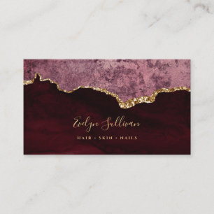 elegant burgundy och guld agate affärskort visitkort
