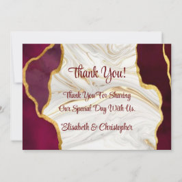 Elegant Burgundy och Guld Agate tackkort Inbjudningar