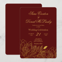 Elegant Burgundy och Guld Blommigt Hösten Bröllop