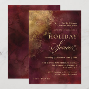 Elegant Burgundy och Guld Corporate Julfest Inbjudningar