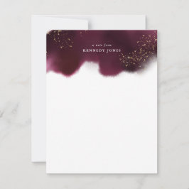 Elegant Burgundy och Guld Glitter Personligen Anteckningskort