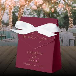Elegant Burgundy och Guld Heart-skript Bröllop Presentaskar