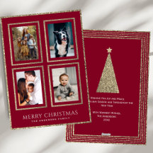 Elegant Burgundy och Guld julfoto Collage