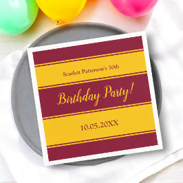 Elegant Burgundy och Guld Rand, modern födelsedag Pappersservett