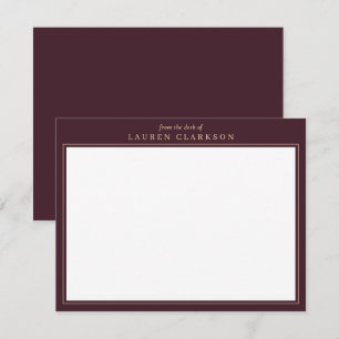 Elegant Burgundy och Guld-standardanteckningskort Tack Kort