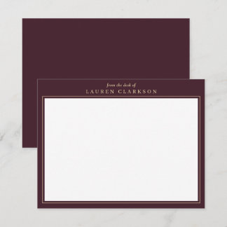 Elegant Burgundy och Guld-standardanteckningskort Tack Kort