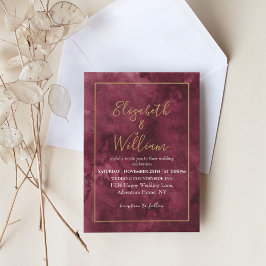 Elegant Burgundy och Guld Watercolor Bröllop Invi Inbjudningar