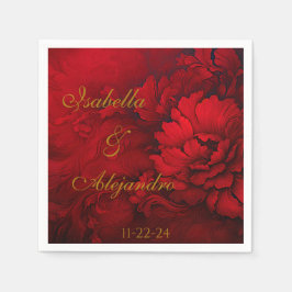 Elegant Burgundy och Röda Blommigten Bröllop Pappersservett