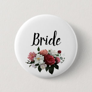 Elegant Burgundy och Rosa Blommor Brud Knapp