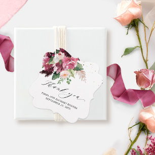 Elegant Burgundy och Rosa Bröllop Tack Gåvor Etiketter
