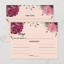 Elegant Burgundy och Rosa Bröllopsreceptkort