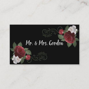 Elegant Burgundy och Rosa Flowers Escort Card Placeringskort