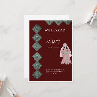 Elegant Burgundy och Rosa Laylat al Henna Inbjudan